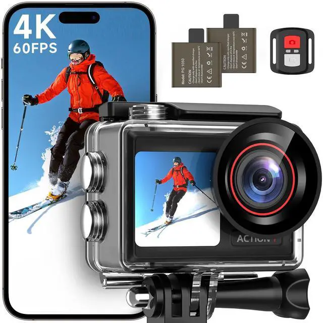 Main image of ODDV 4K60FPS 30MP Action Camera with Front LCD and Touch Rear Screens, Underwater Camera with 5X Zoom, 132FT Waterproof Camera, EIS, WiFi Remote ControlBlack