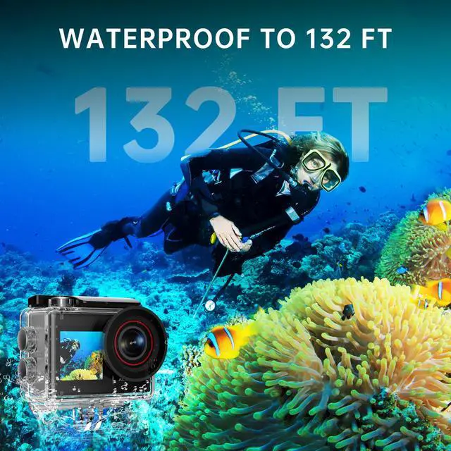 Alt view image 4 of 7 - ODDV 4K60FPS 30MP Action Camera with Front LCD and Touch Rear Screens, Underwater Camera with 5X Zoom, 132FT Waterproof Camera, EIS, WiFi Remote ControlBlack