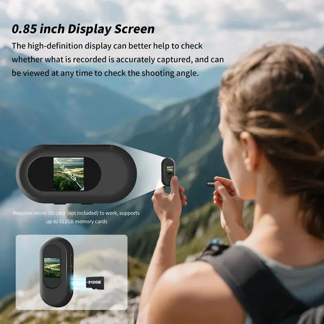 Alt view image 3 of 7 - 1080P Sports Action Camera, Mini Body Camera with Audio and Video Recording, Wearable Action Body Cam, Portable Recorder with Magnetic Back Clip, Camcorder for Traveling, Pet, Vlogging, Cycling