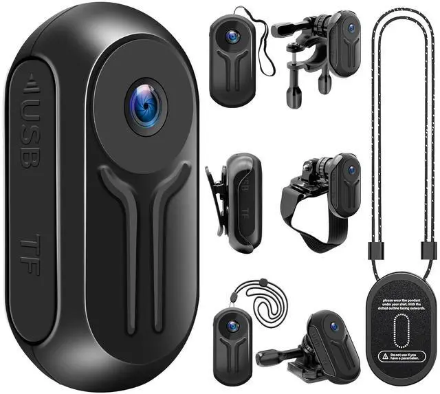 Main image of 1080P Sports Action Camera with 64GB Card, Mini Body Camera Wearable Action Body Cam, Portable Recorder with Magnetic Back Clip