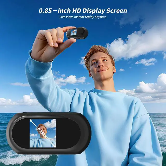 Alt view image 4 of 7 - 1080P Sports Action Camera with 64GB Card, Mini Body Camera Wearable Action Body Cam, Portable Recorder with Magnetic Back Clip