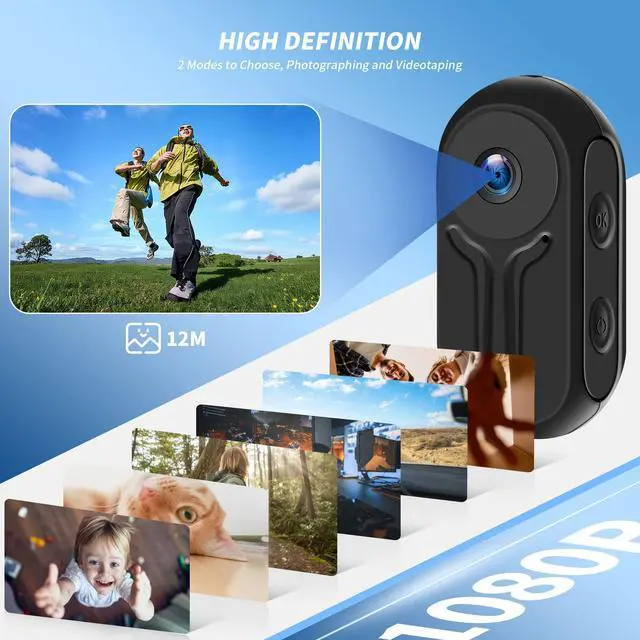 Alt view image 5 of 7 - 1080P Sports Action Camera with 64GB Card, Mini Body Camera Wearable Action Body Cam, Portable Recorder with Magnetic Back Clip