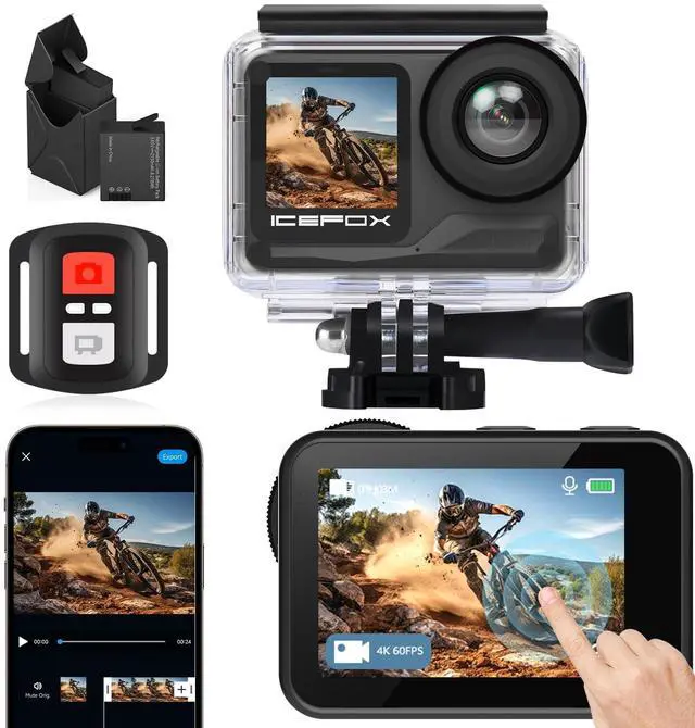 Main image of Action Camera 4K 60FPS 20MP, Underwater with EIS,5XZoom,App Support Video&Photo Editing,Waterproof Camera WiFi Remote Control for Cycling, Swimming, and Diving