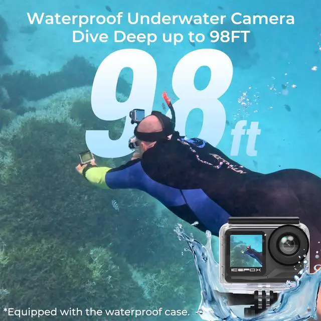 Alt view image 4 of 7 - Action Camera 4K 60FPS 20MP, Underwater with EIS,5XZoom,App Support Video&Photo Editing,Waterproof Camera WiFi Remote Control for Cycling, Swimming, and Diving
