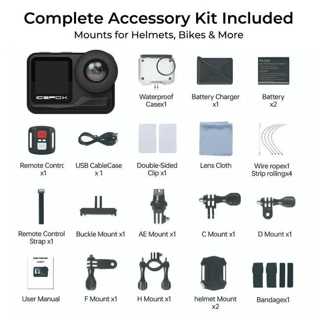 Alt view image 6 of 7 - Action Camera 4K 60FPS 20MP, Underwater with EIS,5XZoom,App Support Video&Photo Editing,Waterproof Camera WiFi Remote Control for Cycling, Swimming, and Diving