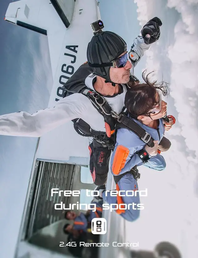 Alt view image 3 of 6 - 4K 60FPS 64MP EIS WiFi Action Camera with 64GB Memory Card Waterproof Underwater Camera 40M Sport Camera 2.0'LCD 2.4G Remote Control 2X1350mAh Batteries and Multiple accessorie