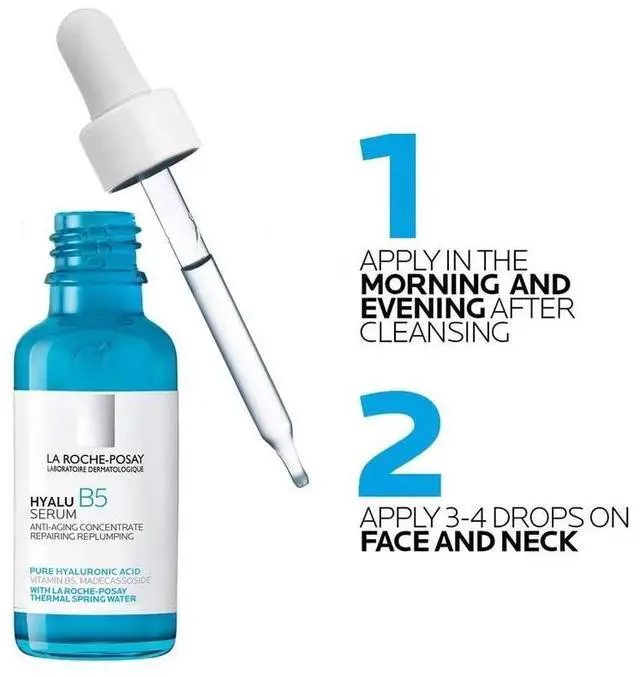 Alt view image 6 of 7 - La Roche-Posay Hyalu B5 Pure Hyaluronic Acid Serum for Face,30ml/1.0oz. Vitamin B5 + Hyaluronic Acid + Madecassoside, Hydrating Serum Visibly Plumps Skin, Sensitive Skin Safe, Anti Aging, Oil-Free