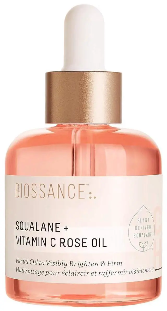 Main image of BIOSSANCE Squalane + Vitamin C Rose Advanced Facial Oil 30ml - Brightening, Firming, and Hydrating Serum for All Skin Types - Chios Crystal Oil, Damascus Rose Extract & Squalane for Radiance