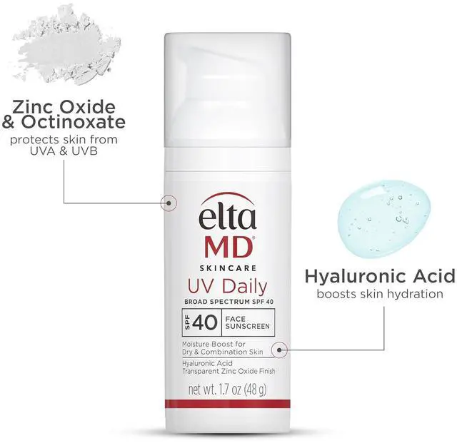 Alt view image 2 of 6 - EltaMD UV Daily Face Sunscreen Moisturizer with Zinc Oxide 48g. SPF 40, Daily Face Moisturizer with SPF, Great for Dry, Combination, and Normal Skin