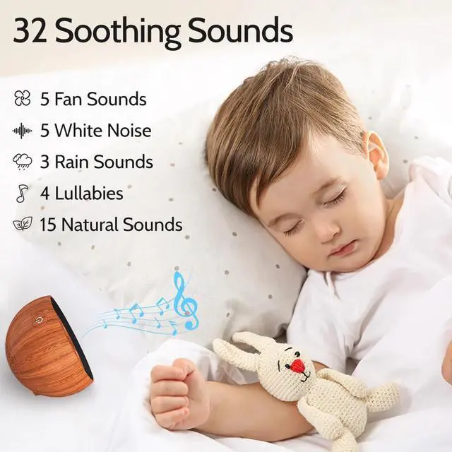 Alt view image 2 of 4 - Portable White Noise Machine Sound Machine Fan Sounds Sleep Machine with 32 Calming Sounds 36 Volume Levels Brown Noise for Baby Kid Adult with Memory Function 4 Timer for Travel Office Privacy