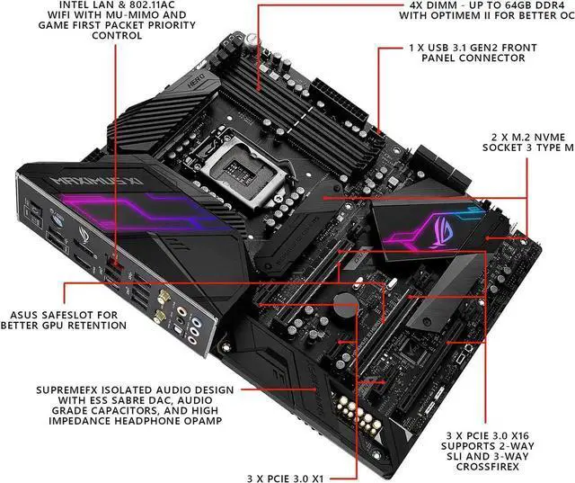 Alt view image 3 of 6 - ASUS ROG Maximus XI Hero (Wi-Fi) Z390 Gaming Motherboard LGA 1151 (300 Series) ATX Onboard 802.11 ac