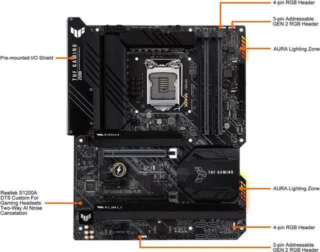 Alt view image 2 of 5 - ASUS TUF GAMING Z590-PLUS LGA 1200 ATX Intel Motherboard