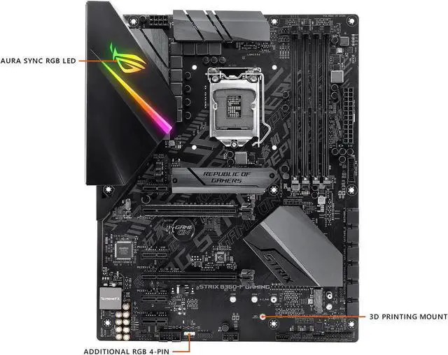 Alt view image 2 of 5 - ASUS ROG STRIX B360-F GAMING LGA1151 (300 Series) DDR4 DP HDMI DVI M.2 ATX Motherboard
