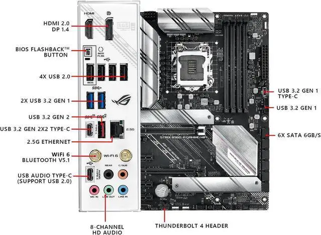 Alt view image 4 of 4 - ASUS ROG STRIX B560-A GAMING WIFI LGA 1200 ATX Intel Motherboard