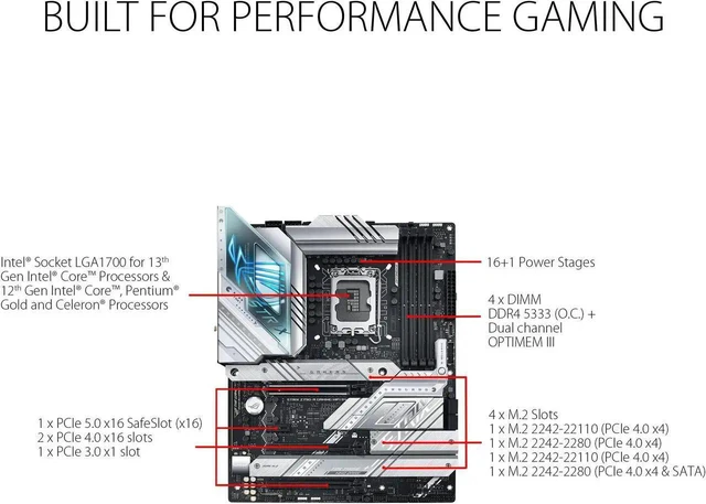 Alt view image 3 of 5 - ASUS ROG Strix Z790-A Gaming WiFi D4 LGA1700(Intel 14th& 13th & 12th Gen) ATX gaming motherboard(16+1 power stages,DDR4,4xM.2 slots, PCIe 5.0,WiFi 6E,USB 3.2 Gen 2x2 Type-C with PD 3.0 up to 30W)