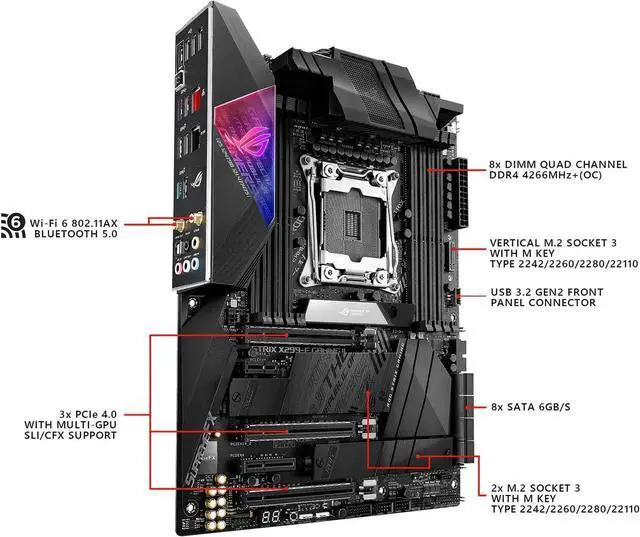 Alt view image 2 of 5 - ASUS ROG Strix X299-E Gaming II LGA 2066 ATX Intel Motherboard