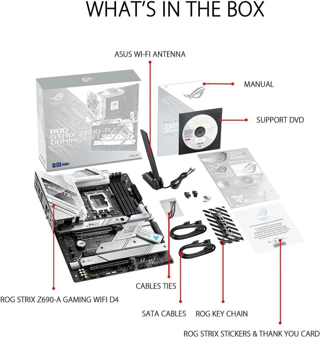 Alt view image 5 of 6 - ASUS ROG Strix Z690-A Gaming WiFi D4 LGA 1700(Intel® 12th&13th Gen) ATX gaming motherboard(PCIe 5.0, DDR4,16+1 power stages,WiFi 6,Intel® 2.5 Gb LAN,Bluetooth v5.2,Thunderbolt 4)