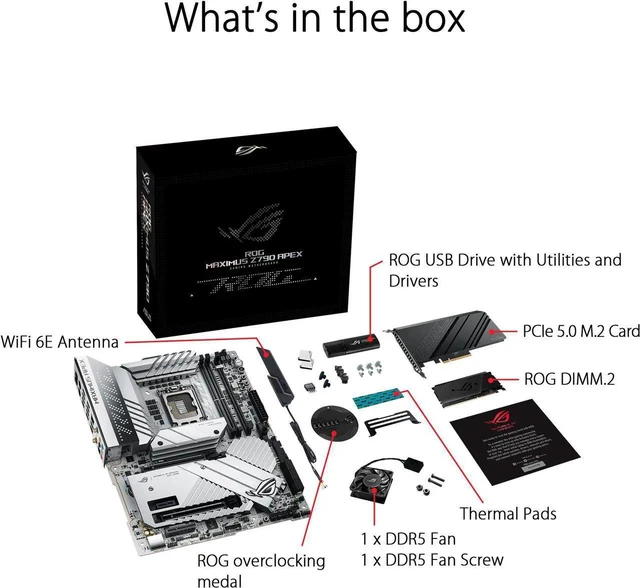 Alt view image 2 of 5 - ASUS ROG Maximus Z790 Apex (WiFi 6E) LGA 1700 (Intel12th&13th Gen) ATX Gaming Motherboard (PCIe 5.0, DDR5, 24+0 Power Stages, DDR5, 5x M.2, 2xPCIe 5.0 M.2, PCIe 5.0 Hyper M.2 Card Bundled)