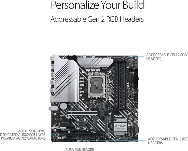 Alt view image 3 of 6 - ASUS Prime Z690M-Plus D4 LGA 1700(Intel® 12th&13th Gen) microATX motherboard (PCIe 5.0,DDR4,10+1 Power Stages,3x M.2,1Gb LAN,USB 3.2 Gen 2x2 Type-C®,front USB 3.2 Gen 1 Type-C®connector)