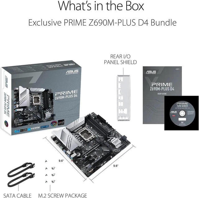 Alt view image 2 of 6 - ASUS Prime Z690M-Plus D4 LGA 1700(Intel® 12th&13th Gen) microATX motherboard (PCIe 5.0,DDR4,10+1 Power Stages,3x M.2,1Gb LAN,USB 3.2 Gen 2x2 Type-C®,front USB 3.2 Gen 1 Type-C®connector)