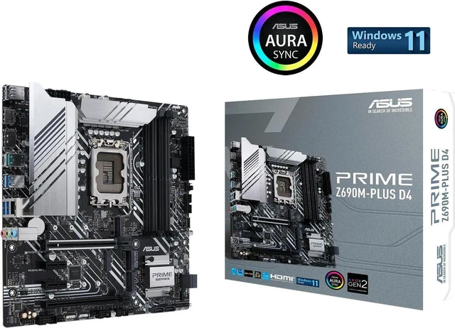 Main image of ASUS Prime Z690M-Plus D4 LGA 1700(Intel® 12th&13th Gen) microATX motherboard (PCIe 5.0,DDR4,10+1 Power Stages,3x M.2,1Gb LAN,USB 3.2 Gen 2x2 Type-C®,front USB 3.2 Gen 1 Type-C®connector)