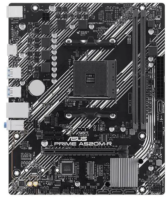 Alt view image 4 of 6 - ASUS PRIME A520M-R motherboard, supports CPU 5600/5500 (AMD A520/Socket AM4), micro-ATX