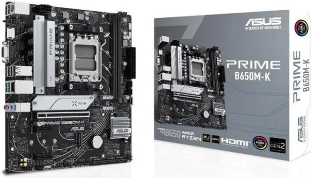 Main image of Asus PRIME B650M-K Micro-ATX motherboard with DDR5 PCIe 5.0 M.2 2.5Gb