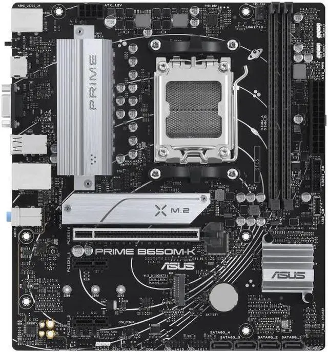 Alt view image 2 of 5 - Asus PRIME B650M-K Micro-ATX motherboard with DDR5 PCIe 5.0 M.2 2.5Gb