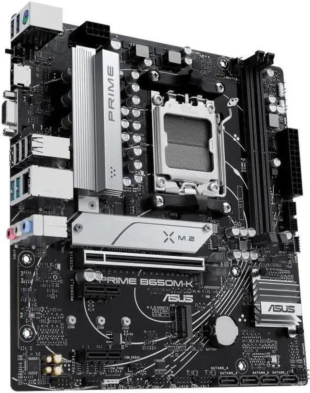Alt view image 3 of 5 - Asus PRIME B650M-K Micro-ATX motherboard with DDR5 PCIe 5.0 M.2 2.5Gb