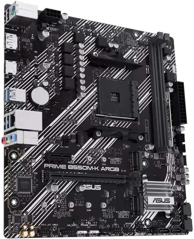 Alt view image 4 of 6 - ASUS PRIME B550M-K ARGB AMD B550 (Ryzen AM4) mATX motherboard,M.2 slot,PCIe 4.0,Realtek 1G wired LAN,DisplayPort/HDMI,SATA 6 Gbps,USB 3.2 Gen 1 rear connector support, Aura Sync