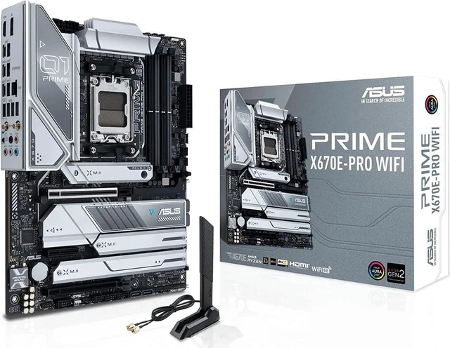 Main image of ASUS Prime X670E-PRO WiFi Socket AM5 (LGA 1718) Ryzen 7000 ATX Motherboard(PCIe® 5.0,DDR5,4X M.2 Slots, USB 3.2 Gen 2x2 Type-C®, USB4® Support, WiFi 6E, and 2.5G Ethernet)