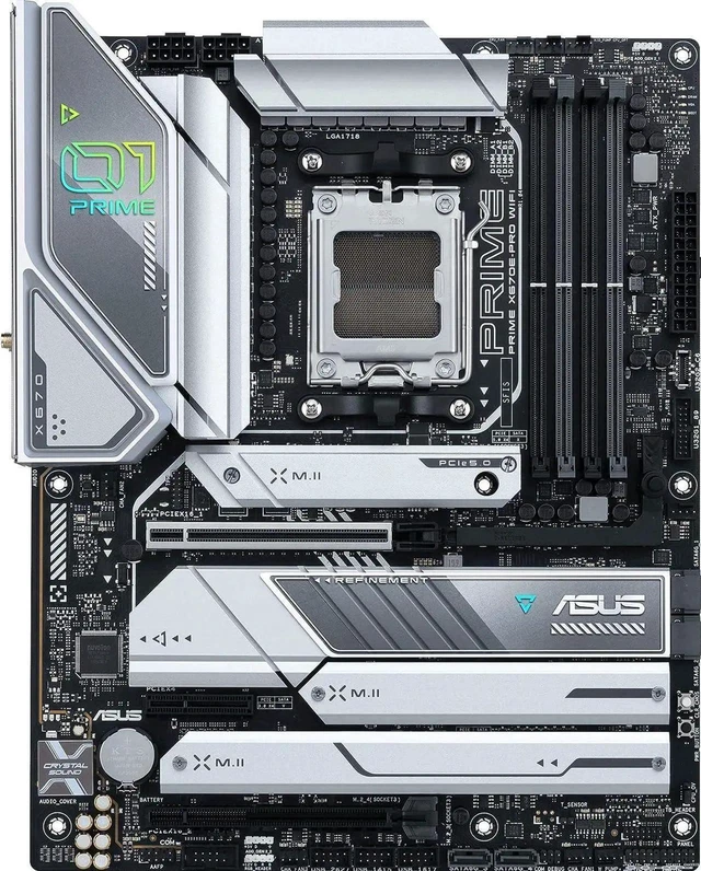 Alt view image 2 of 6 - ASUS Prime X670E-PRO WiFi Socket AM5 (LGA 1718) Ryzen 7000 ATX Motherboard(PCIe® 5.0,DDR5,4X M.2 Slots, USB 3.2 Gen 2x2 Type-C®, USB4® Support, WiFi 6E, and 2.5G Ethernet)