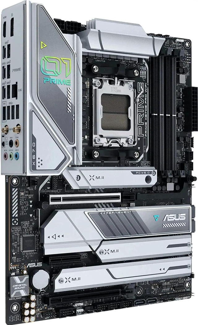 Alt view image 3 of 6 - ASUS Prime X670E-PRO WiFi Socket AM5 (LGA 1718) Ryzen 7000 ATX Motherboard(PCIe® 5.0,DDR5,4X M.2 Slots, USB 3.2 Gen 2x2 Type-C®, USB4® Support, WiFi 6E, and 2.5G Ethernet)