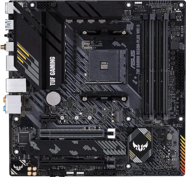 Main image of ASUS TUF GAMING B550M-PLUS WIFI II Heavy Gunner Motherboard, 8+2-Phase Power Supply , PCIe 4.0. WiFi 6, Bi-directional AI Noise Cancellation , AURA SYNC Divine Light Sync