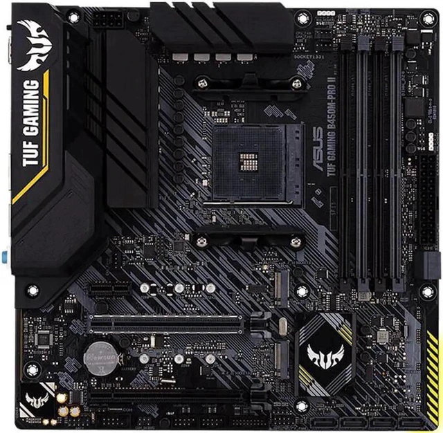 Main image of ASUS TUF GAMING B450M-PRO II Motherboard, AMD Ryzen 3 AM4 DDR4, HDMI, Dual M.2 The micro ATX gaming , PCIe 3.0, AI microphone noise reduction, DisplayPort, USB 3.2, AURA SYNC RGB