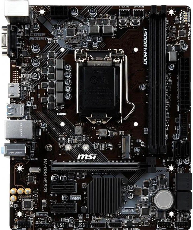 Alt view image 3 of 5 - MSI PRO B365M PRO-VH LGA 1151 (300 Series) Micro ATX Intel Motherboard
