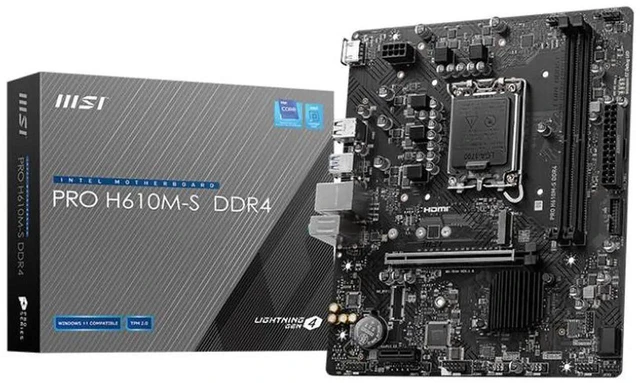 Main image of MSI PRO H610M-S DDR4 LGA 1700 Intel H610 SATA 6Gb/s Micro ATX Intel Motherboard
