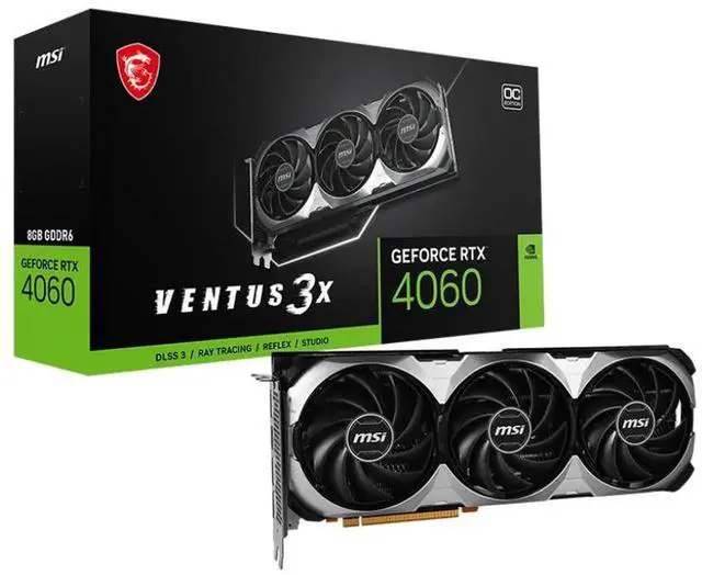 Main image of MSI Ventus GeForce RTX 4060 8GB GDDR6 PCI Express 4.0 x16 ATX Graphics Card RTX 4060 VENTUS 3X 8G OC