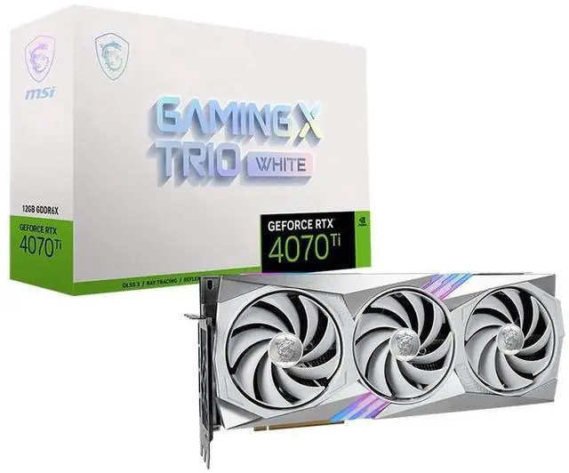 Main image of MSI Gaming (MSI) GeForce RTX 4070 Ti GGDR6X 12GB PCI-E 4.0 Graphics card, RTX 4070 Ti GAMING X TRIO WHITE 12G Video card