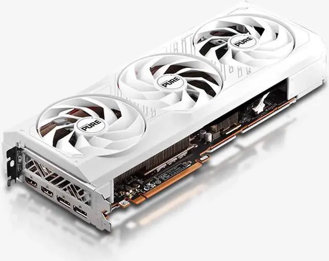 Alt view image 5 of 5 - SAPPHIRE Tech PURE AMD RX 7800 XT 16G D6 OC Gaming Graphics Card, AMD RDNA 3, 19.5 Gbps, PCIe 4.0, 16GB GDDR6, HDMI 4K, DisplayPort 2.1a, 256 bit, High TG Copper PCB, Digital Power Design, WHITE