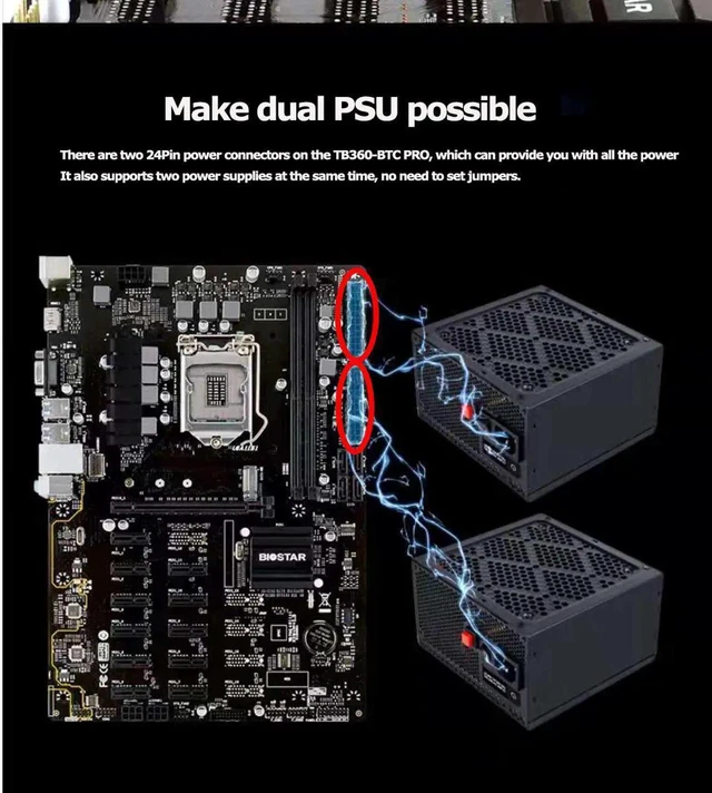 Alt view image 4 of 4 - Biostar TB360-BTC PRO 12 GPU Crypto Mining Motherboard ATX 32G 12 X Pci-E 3.0 Usb 3.1 Intel Btc Mine Board