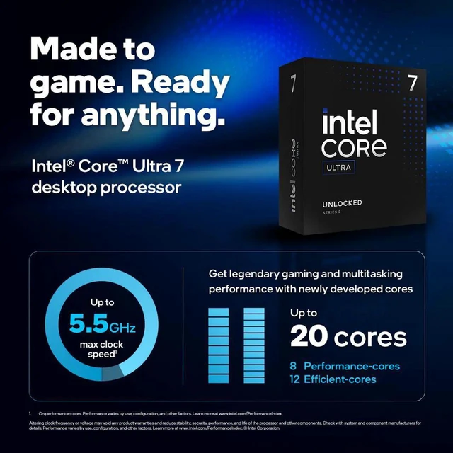 Alt view image 3 of 3 - Intel Core Ultra 7 265K, Arrow Lake 20-Core (8P+12E), LGA 1851, 125W Desktop Processor - BX80768265K