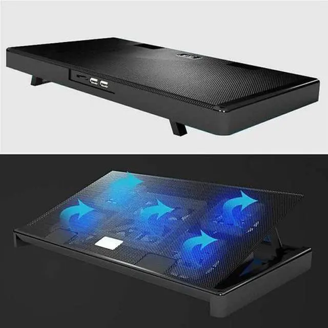 Alt view image 6 of 7 - Laptop Cooling Pad For 11-17" inch Laptop Dual USB Fan Cooler Stand 5 Quiet Fans