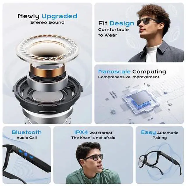 Alt view image 2 of 7 - Smart Glasses Photochromic Lenses Bluetooth Call Glasses Audio Eyewear Headset