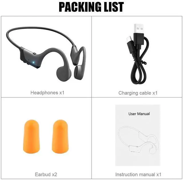 Alt view image 7 of 7 - Bone Conduction Headphones Bluetooth 5.3 Wireless Earbuds Outdoor Sport Headset