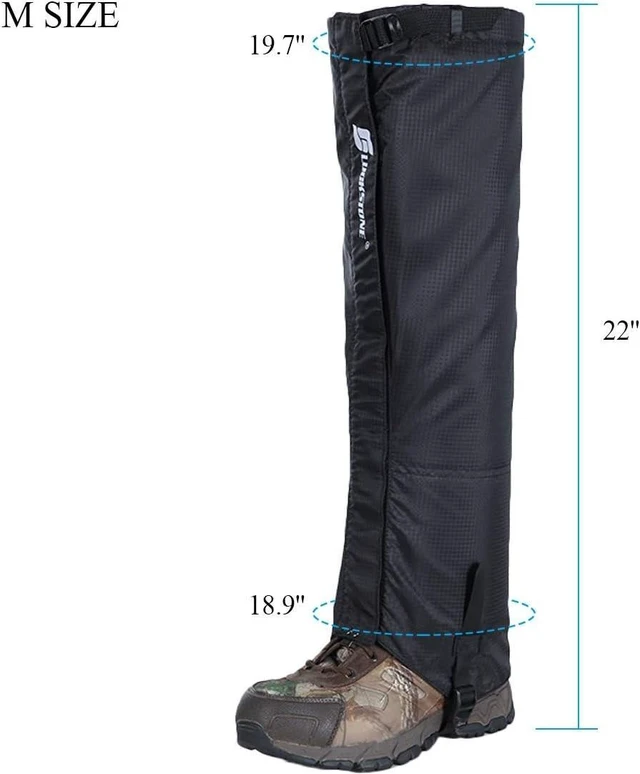Alt view image 3 of 7 - Boot Gaiters Soft shell Windproof Composite Fleece Lining Adjustable Wide Strap-black size L