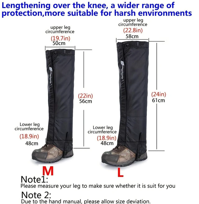 Alt view image 2 of 7 - Boot Gaiters Soft shell Windproof Composite Fleece Lining Adjustable Wide Strap-black size L