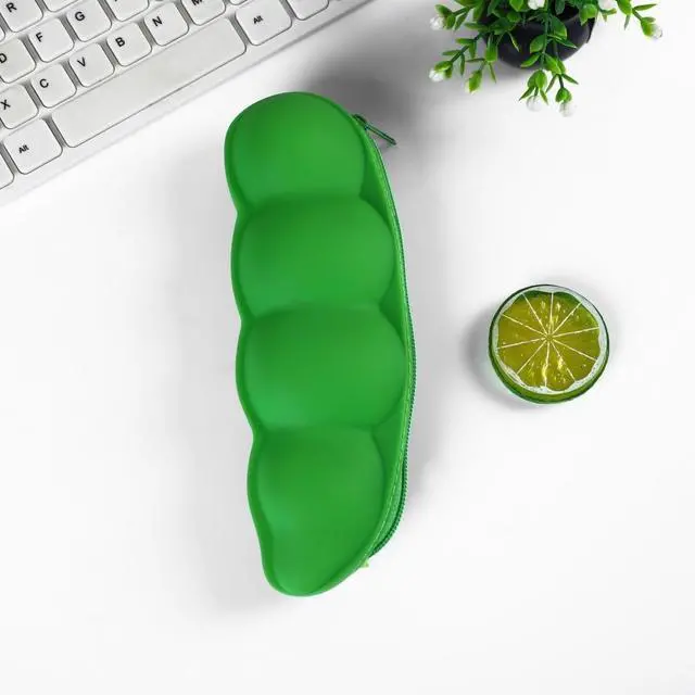 Alt view image 4 of 4 - Pen/Pencil case Creative Fruit and Vegetable Shape Stationery Bag-Pea