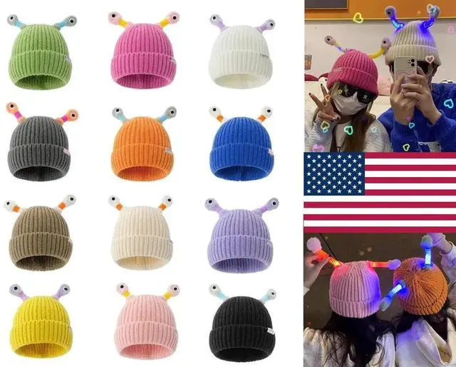 Alt view image 2 of 7 - LED Beanie Knit Hat With Light Funny Holiday Party Cap Xmas Gifts Multicolor- Blue