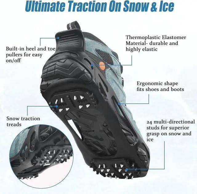 Alt view image 2 of 6 - Ice Cleats Crampon for Walking on Snow and Ice Non-Slip Ove Snow Traction Cleats X-Large-10-13 men/11.5-14 women